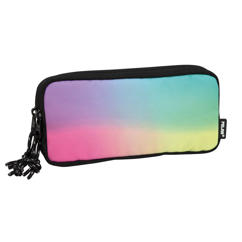 Milan Pencil Case Rectangular 3 Zip Sunset Series Black – playspy